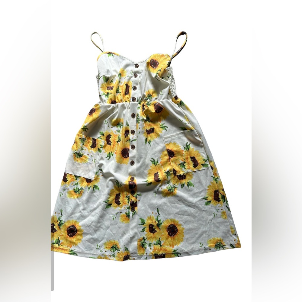 XL white sunflower dress
